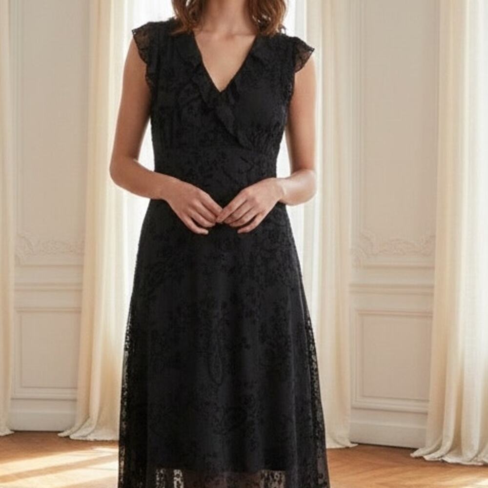 Vintage CDC Black Dark Fairy Whimisgoth Paisley Velvet Burnout Dress NWT 16